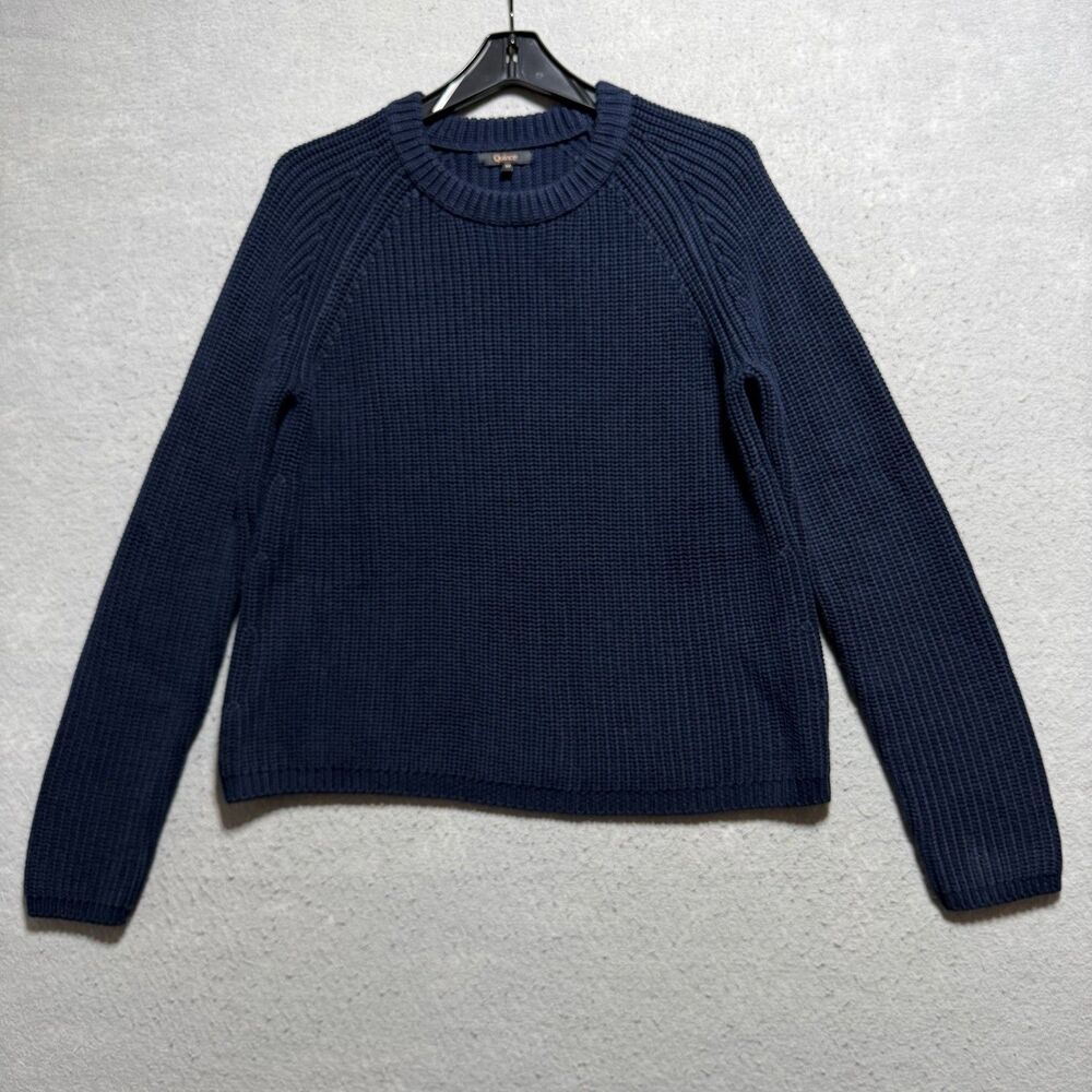 Quince Fisherman Crew Neck Sweater Women’s Sz Medium Blue 100% Organic Cotton